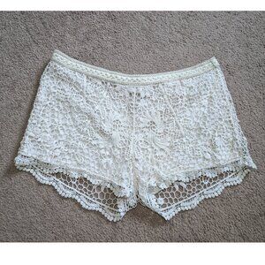 Cream crochet shorts